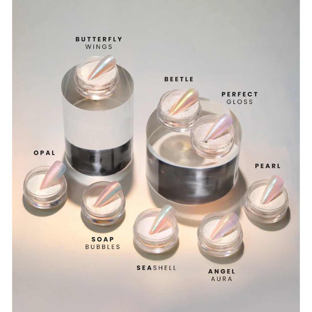 V Beauty Pure chrome nail powder Angel Aura, pink chrome nails, pearl chrome nails, rose gold chrome nails