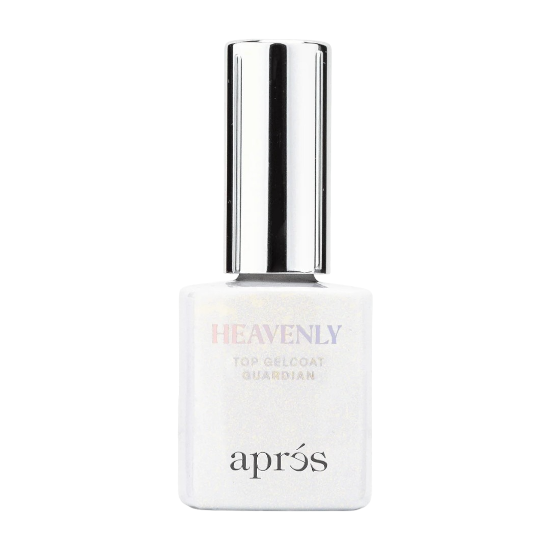 Apres Heavenly Top Coat Gel Polish Guardian Gold Chrome, chrome glitter nails, glitter gel polish
