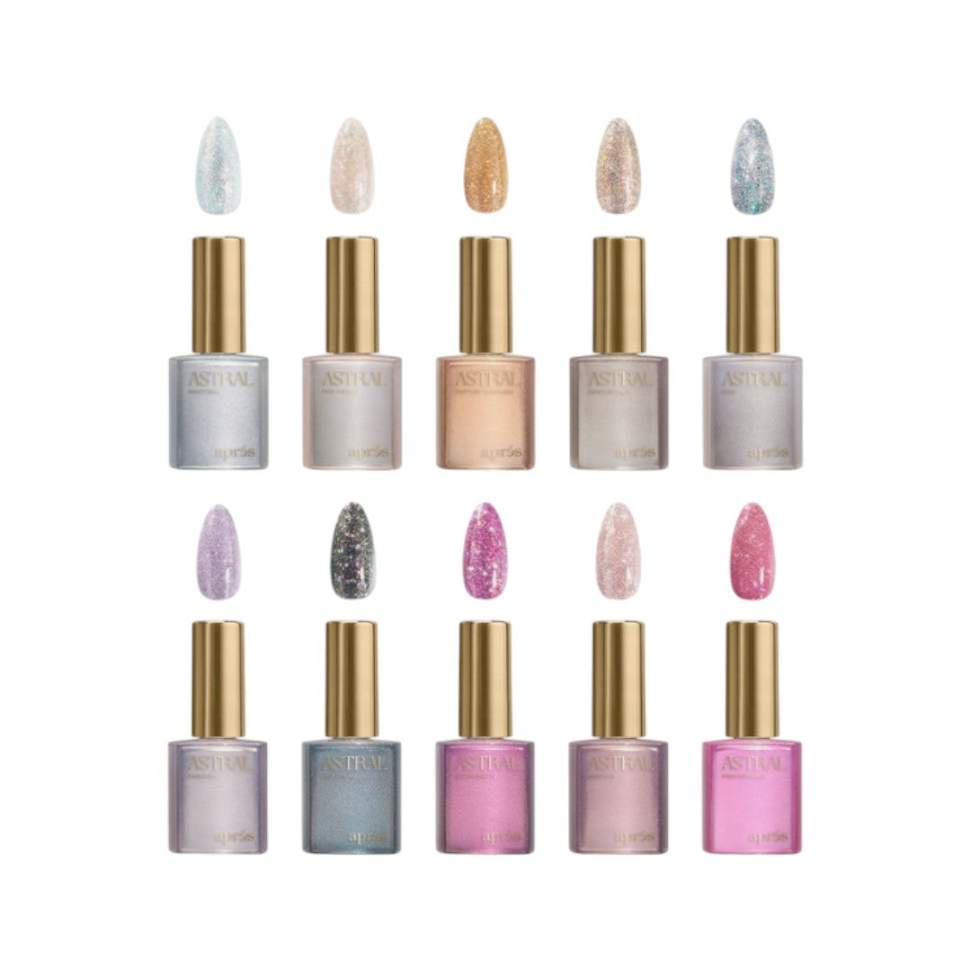 apres astral gel, apres Flash Glitter Gel Polish The Astral Collection FG01-10 (10pcs), classique nails beauty supply