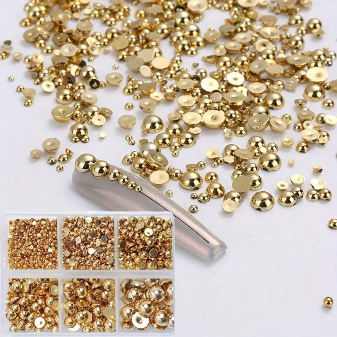 CNBS Nail Art Charms - Half Round Beads (6 Grids)