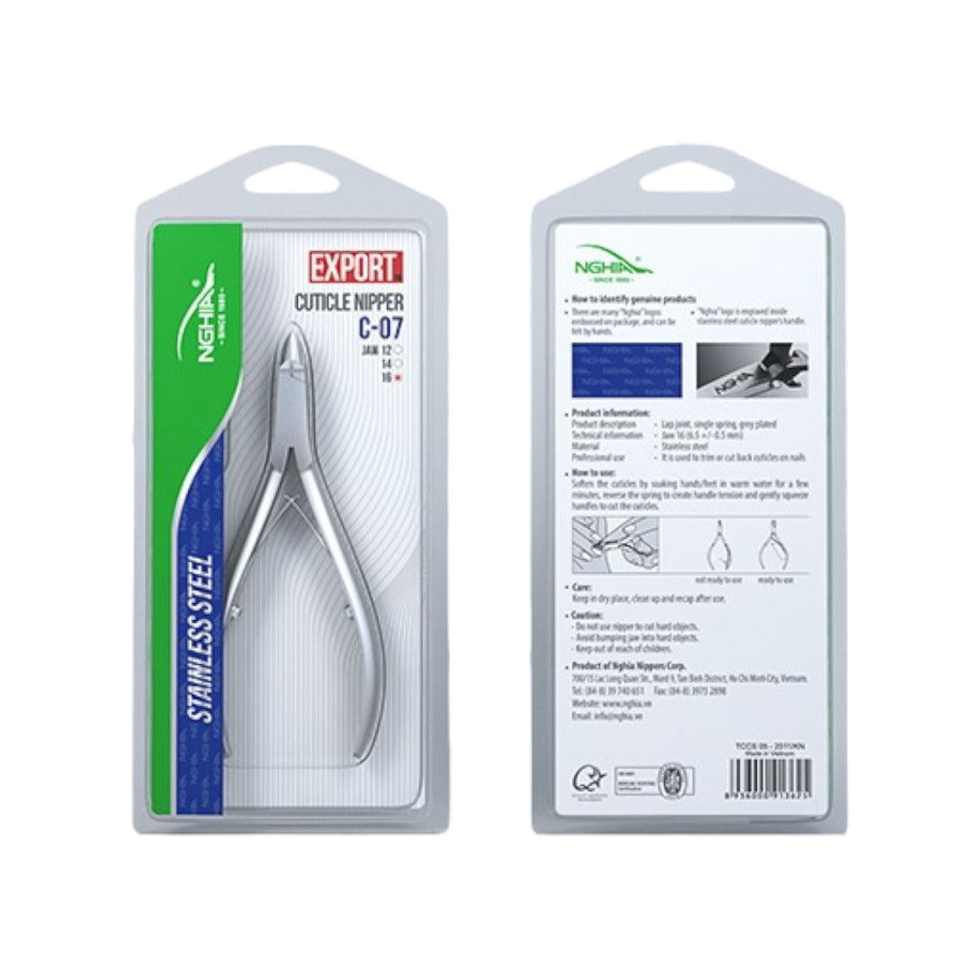 Nghia Stainless Steel Cuticle Nippers Double Spring D07-16