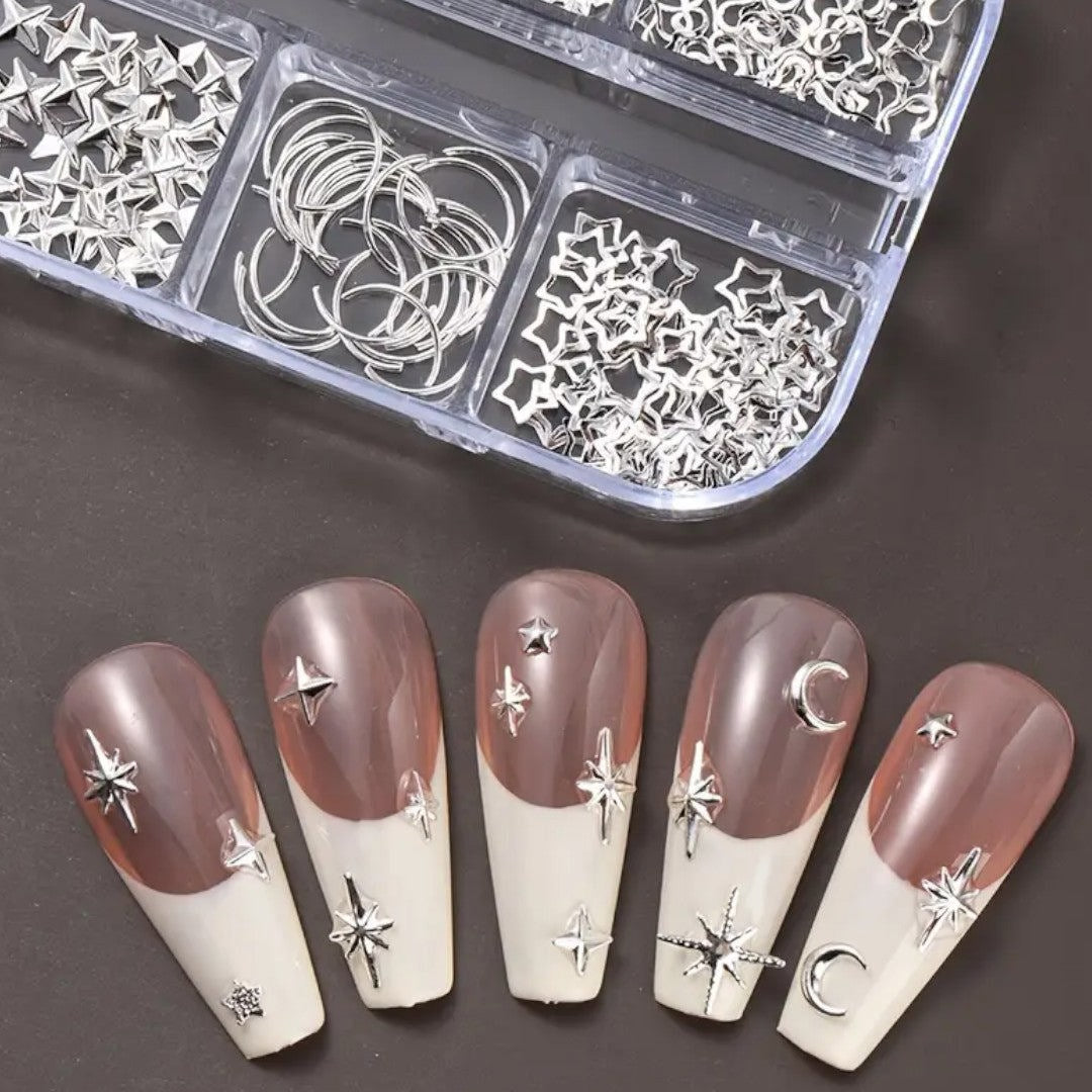 CNBS Nail Charms - Mixed Nail Rivet Stud/Star (12 Grids)
