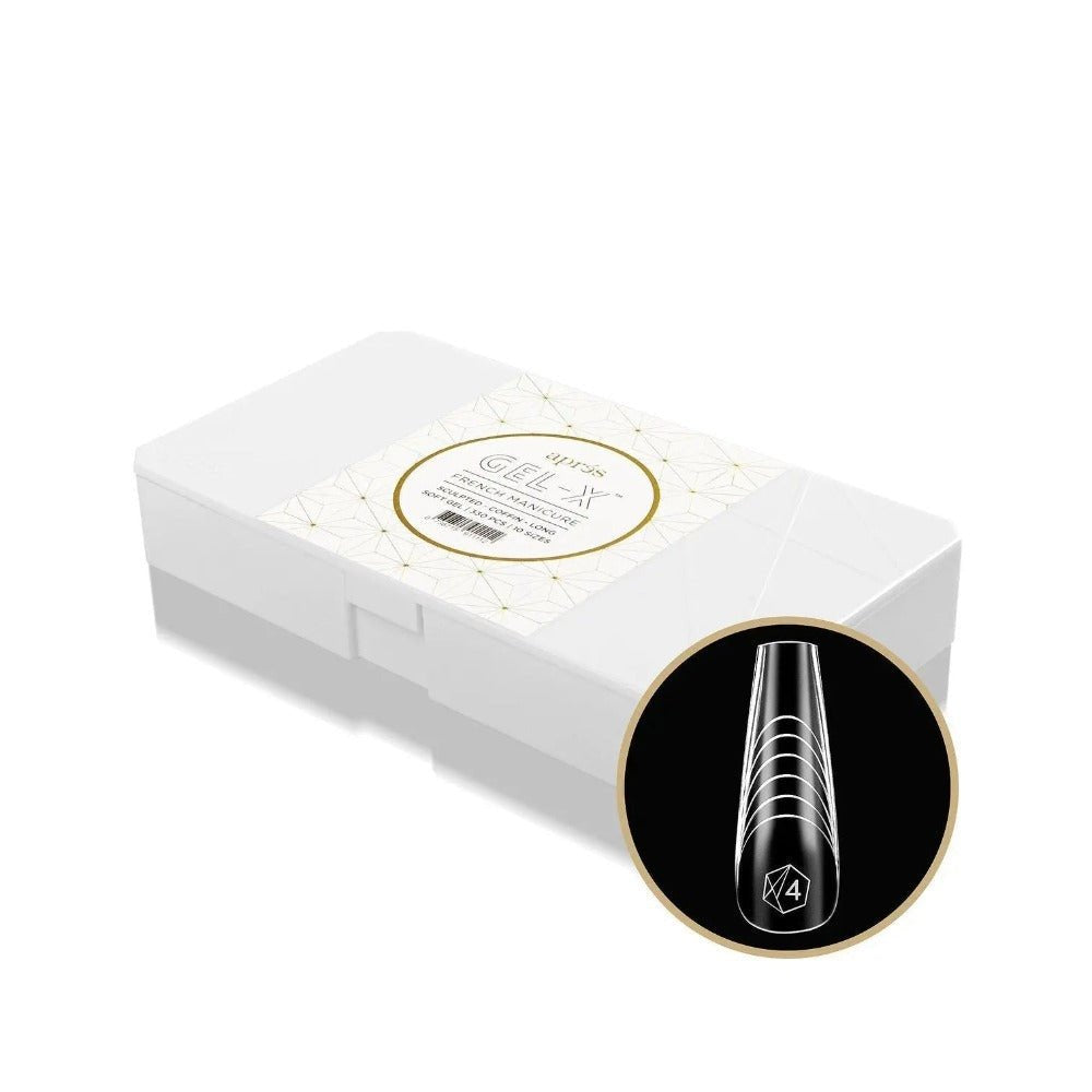 Apres French Manicure Gel-X Tips Box - Sculpted Coffin Long (330Pcs)