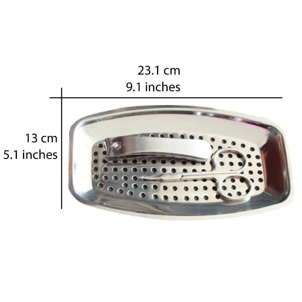 Cre8tion Stainless Steel Large Tray w/ Hole #03223