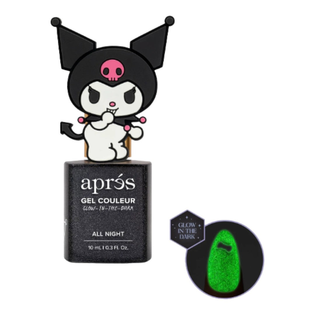 Apres Kuromi Flash Glitter Gel Couleur (HEMA-Free) - All Night With Cap Accessory #5FGK05BLKWC