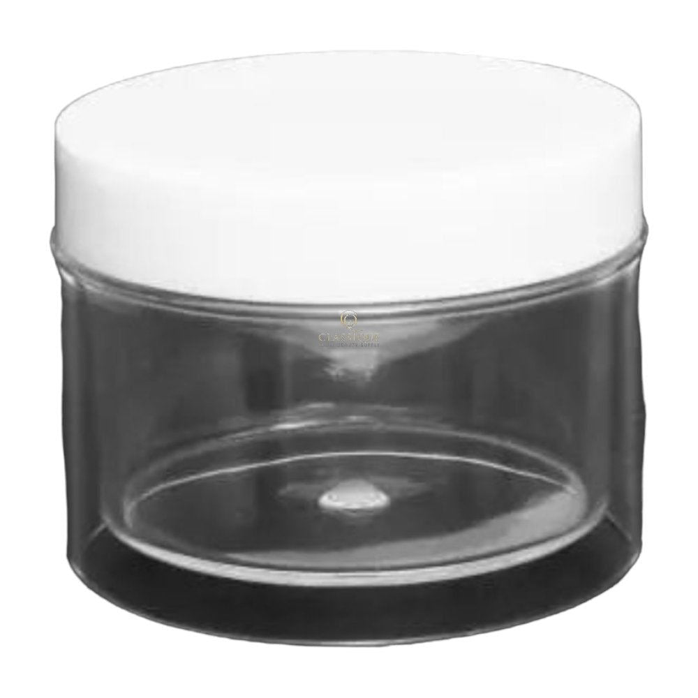 Berkeley Thick Wall PS Jar W/ White Cap 2.5Oz #BJ312-WH