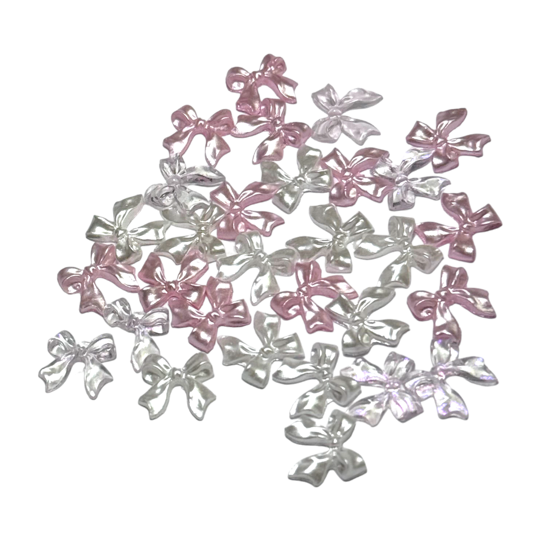 CNBS Nail Charms - Shiny Pink & White Bowties