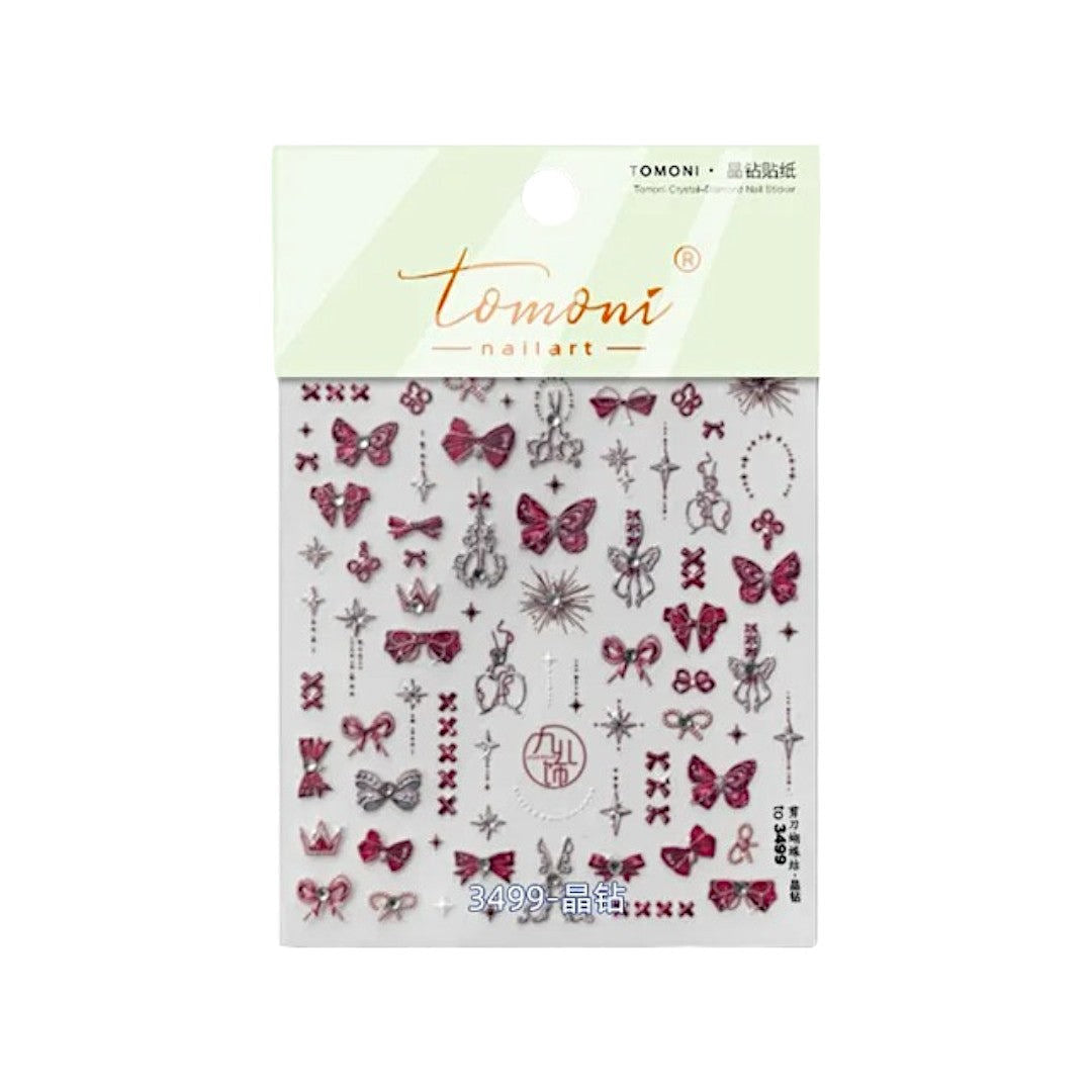 CNBS Nail Stickers - Red Bows & Bling #3499