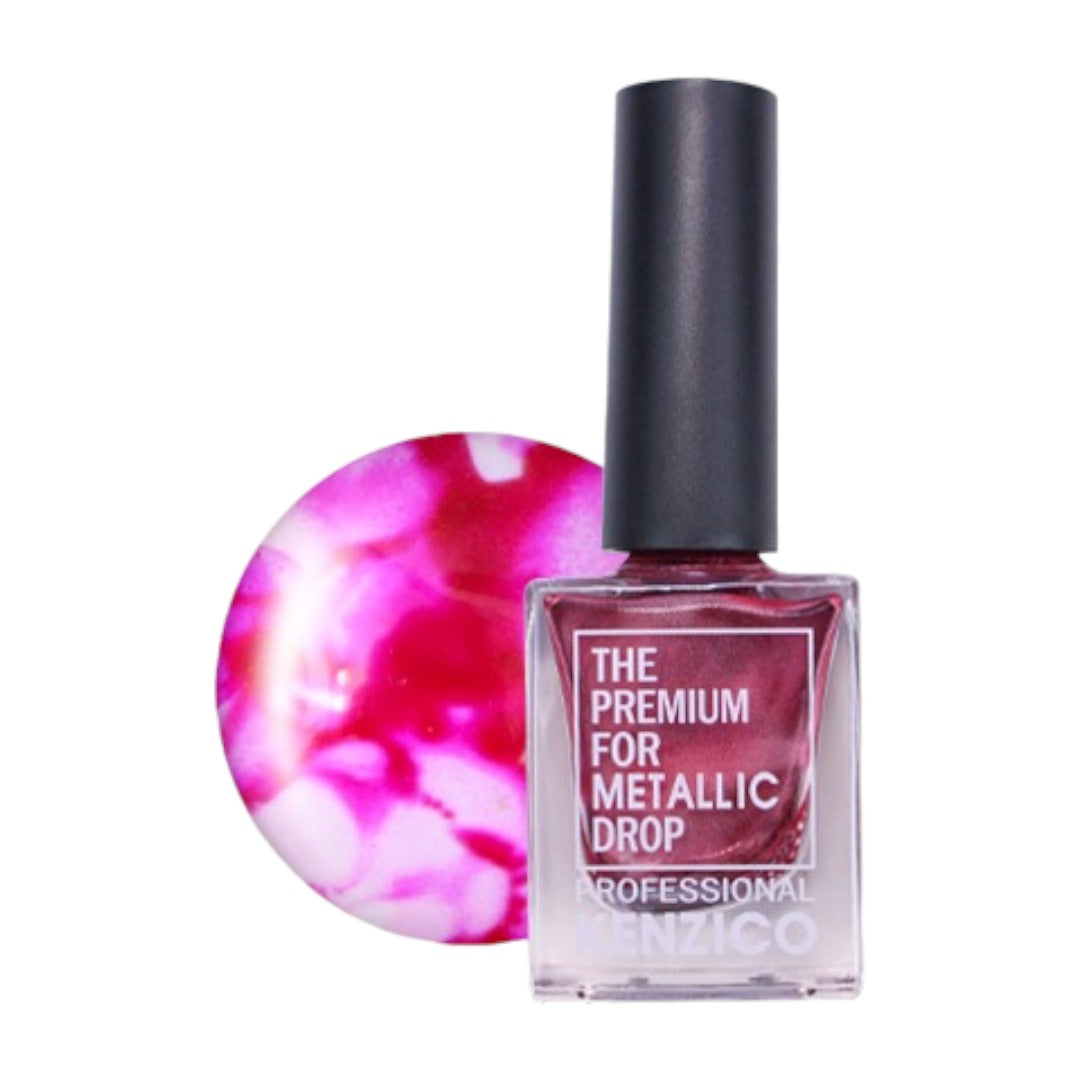 marble ink, marble nails, blooming gel, blooming gel nail art, Kenzico Metallic Drop for Korean Marble Nuance Nail Art MD-11
