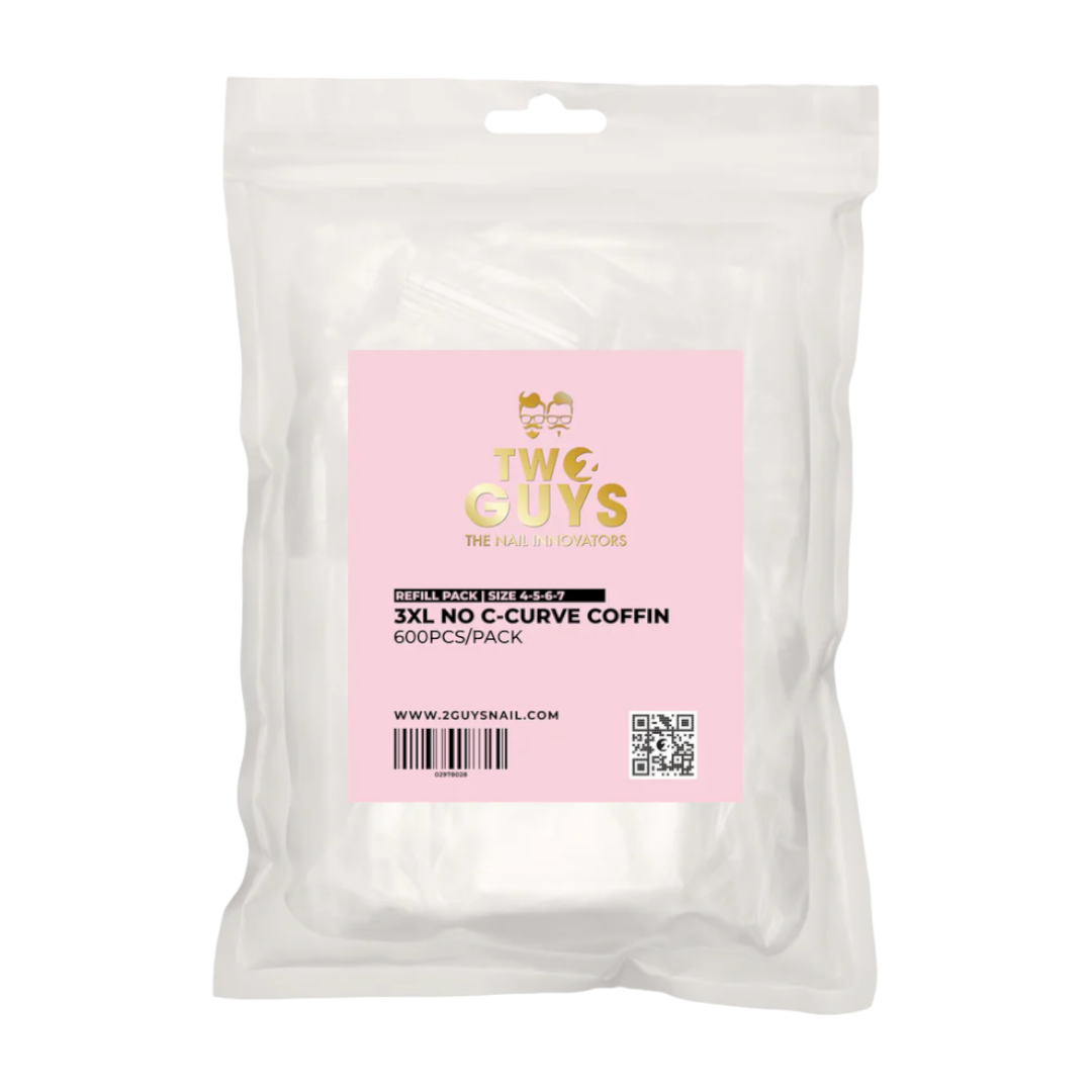 2Guys Refill Tips - No C-Curve Coffin 3XL Size 4-5-6-7 (Bag Of 600)