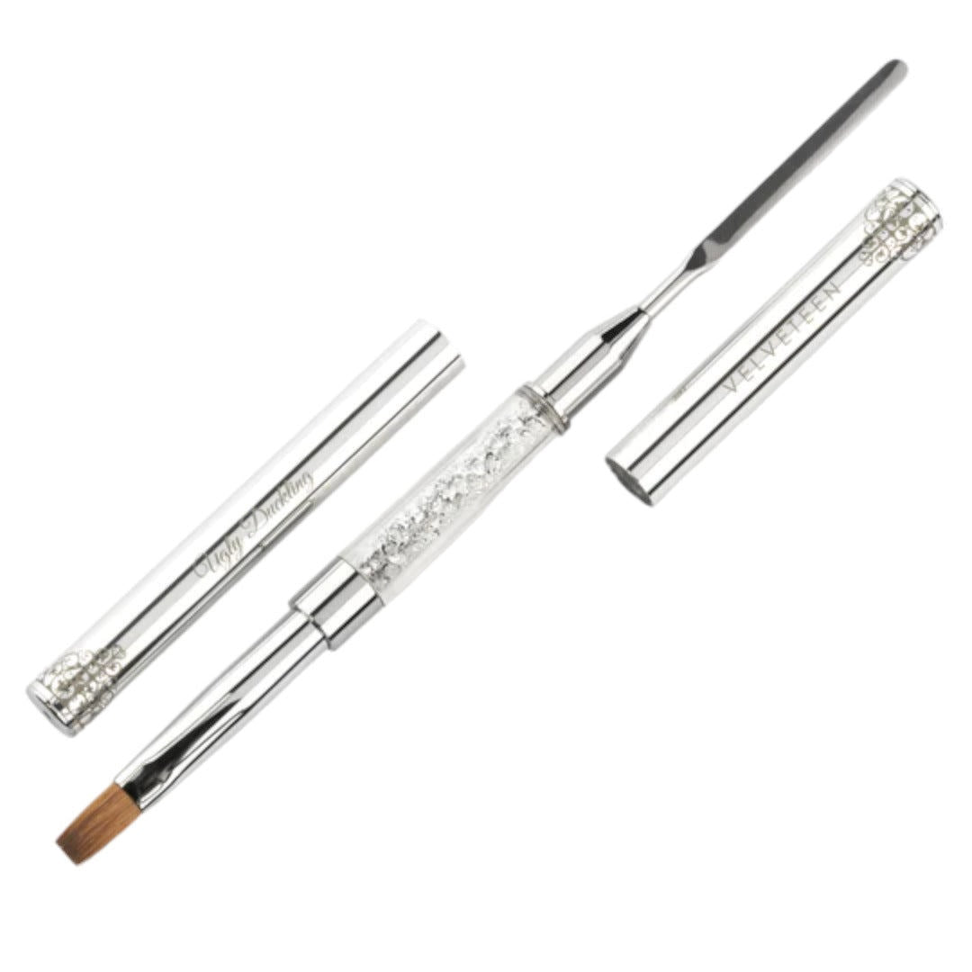 Ugly Duckling Acrygel Brush - 2In1 Square Velveteen Premium Crystal Handle