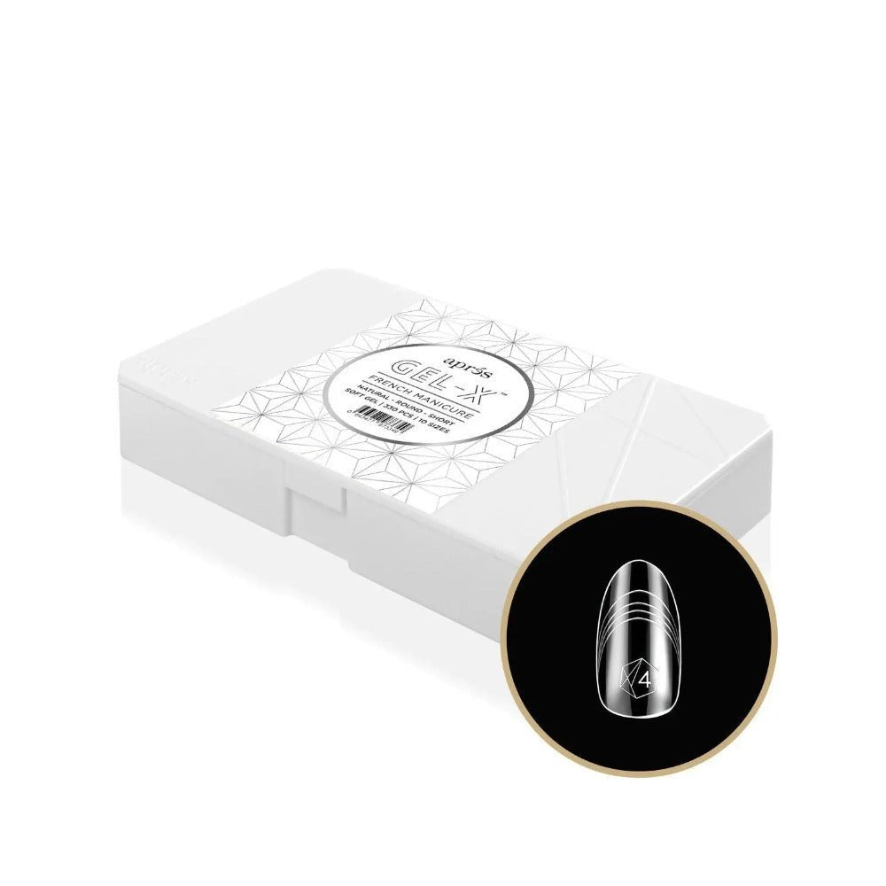 Apres French Manicure Gel-X Tips Box - Natural Round Short (330Pcs)