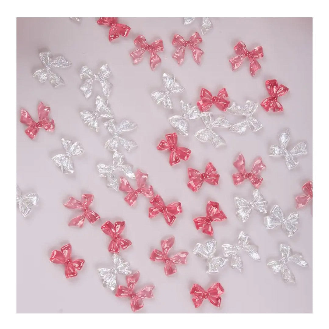 CNBS Nail Charms - Red/Clear Crystal Bow 40pcs