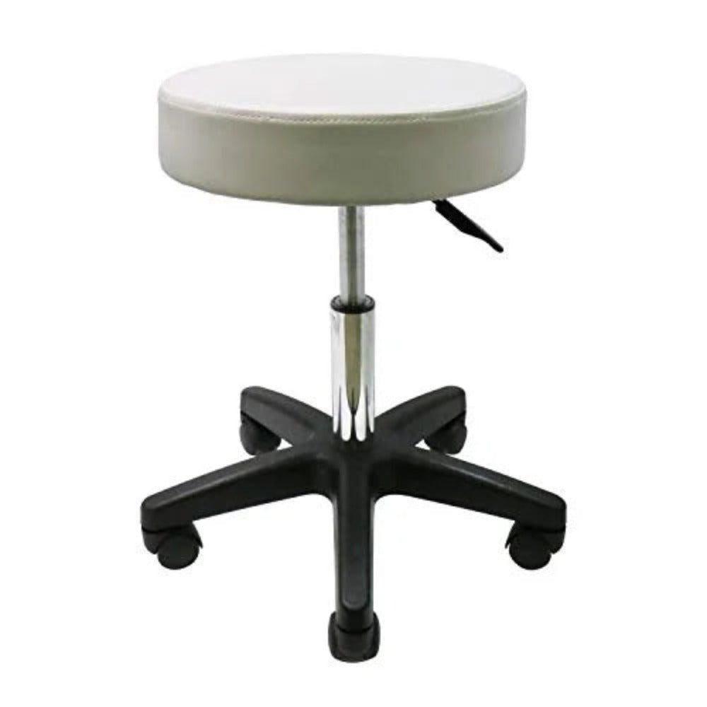 Hydraulic Circle Stool - White with Black Base