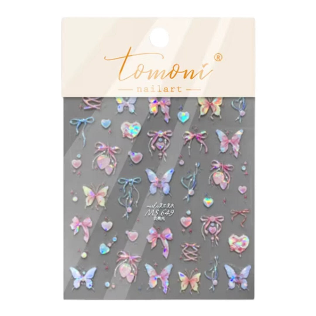 CNBS Nail Stickers - Pink Aurora Butterlfly #MS649