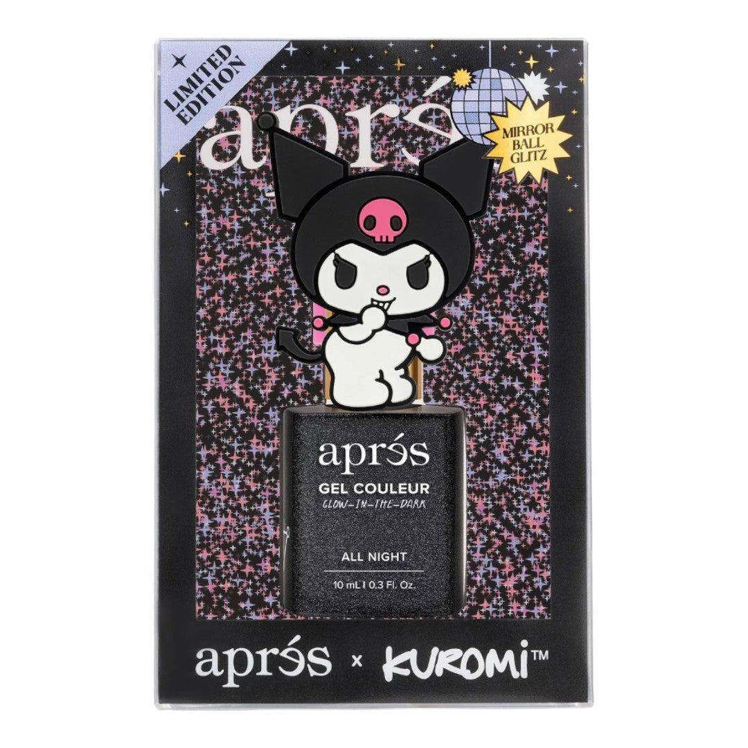 Apres Kuromi Flash Glitter Gel Couleur (HEMA-Free) - All Night With Cap Accessory #5FGK05BLKWC
