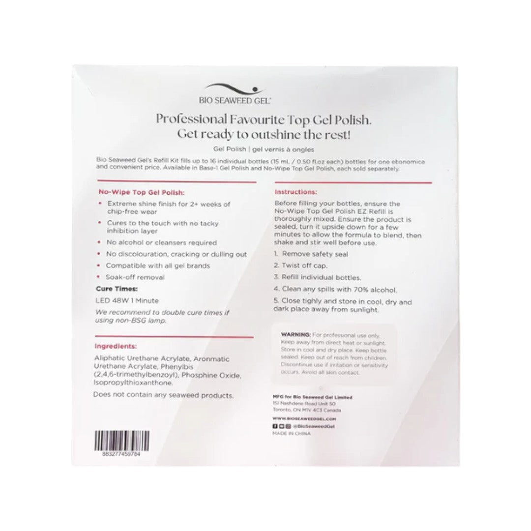 Bio Seaweed Gel Top Coat Refill - No-Wipe Top EZ Refill Kit