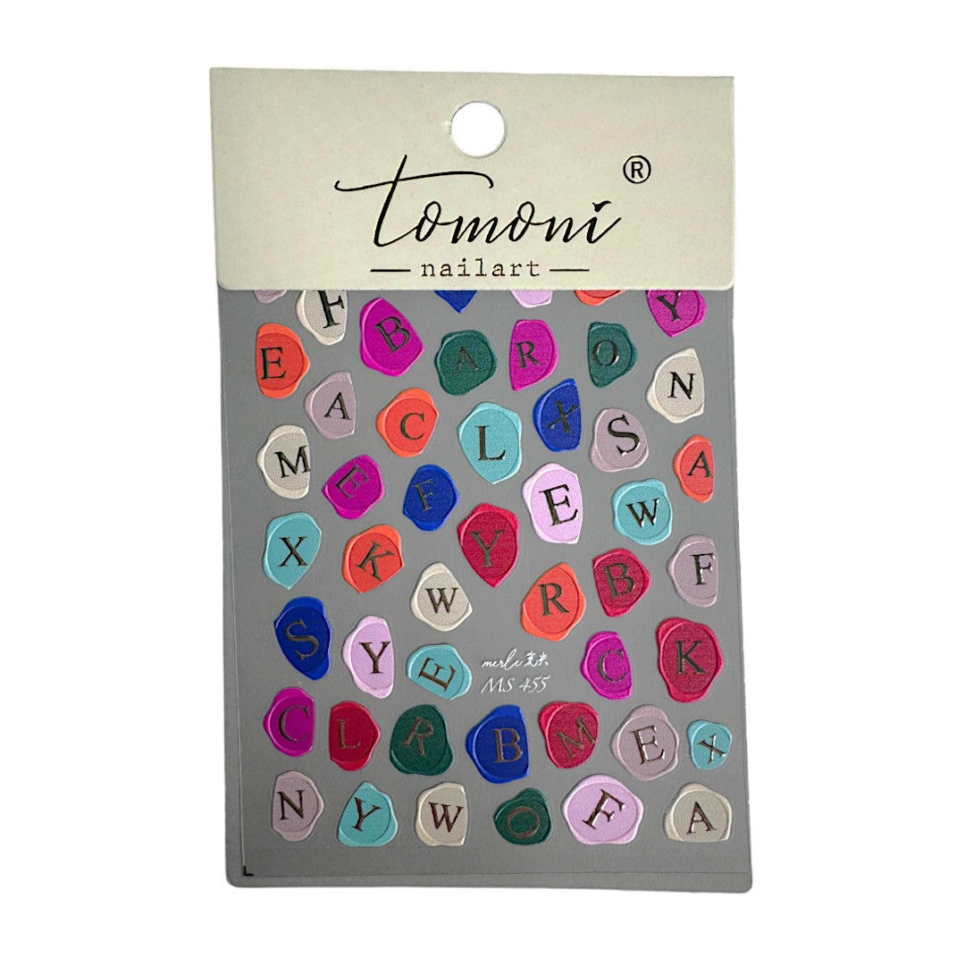 CNBS Nail Stickers - Colourful Letter Blots #MS455