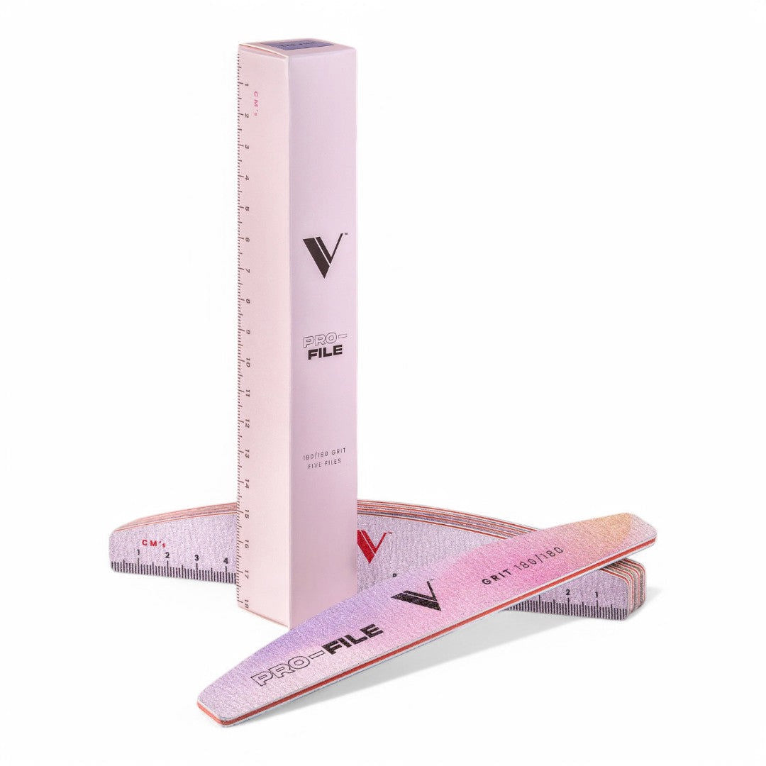 V Beauty Pure Nail Files - Halfmoon Design 180/180 Grit (Pack Of 5)