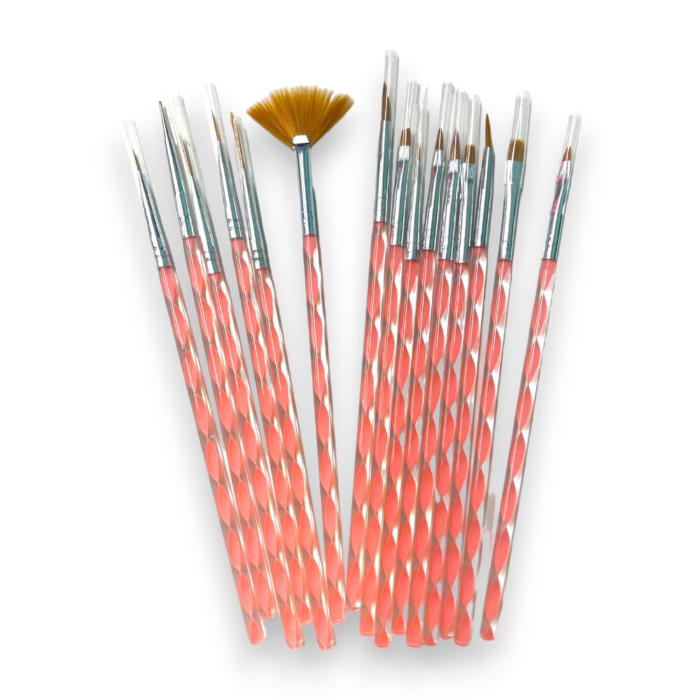 CNBS Nail Brush Set (Pack Of 15) - Pink