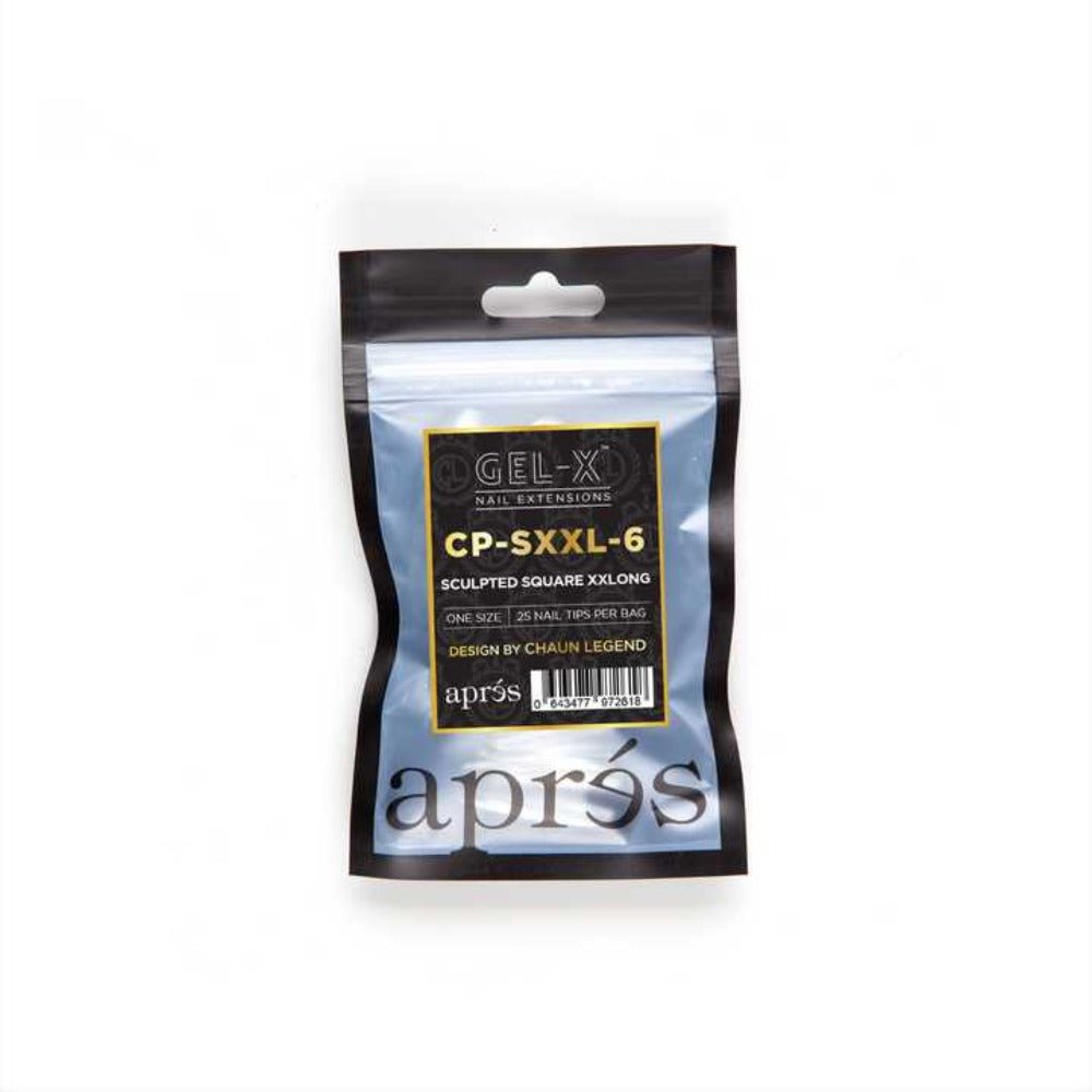 Apres - Chaun Legend x Apres Gel-X Refill Tips, short square acrylic nails, Sculpted Square XXLong (50pcs)