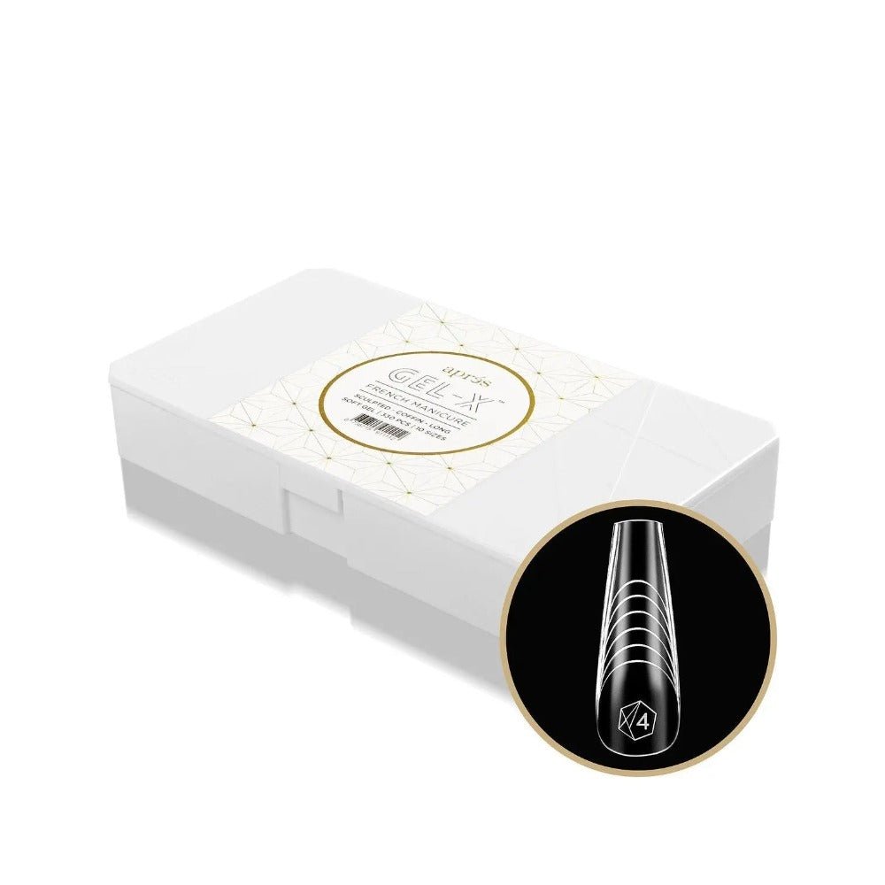 Apres French Manicure Gel-X Tips Sculpted Coffin Long, press on nails