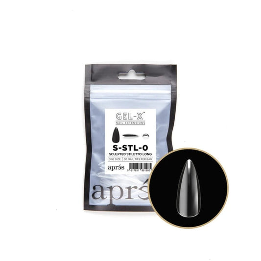 Apres Gel-X Refill Tips, clear press on nails, Sculpted Stiletto Long (50pcs), nude nails stiletto