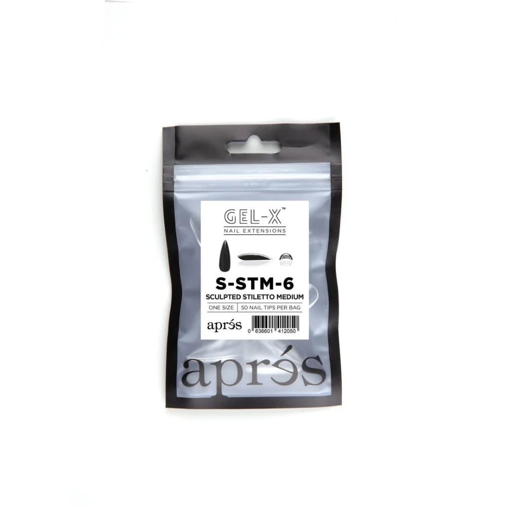 Apres Gel-X Refill Tips, clear press on nails, Sculpted Stiletto Medium (50pcs)