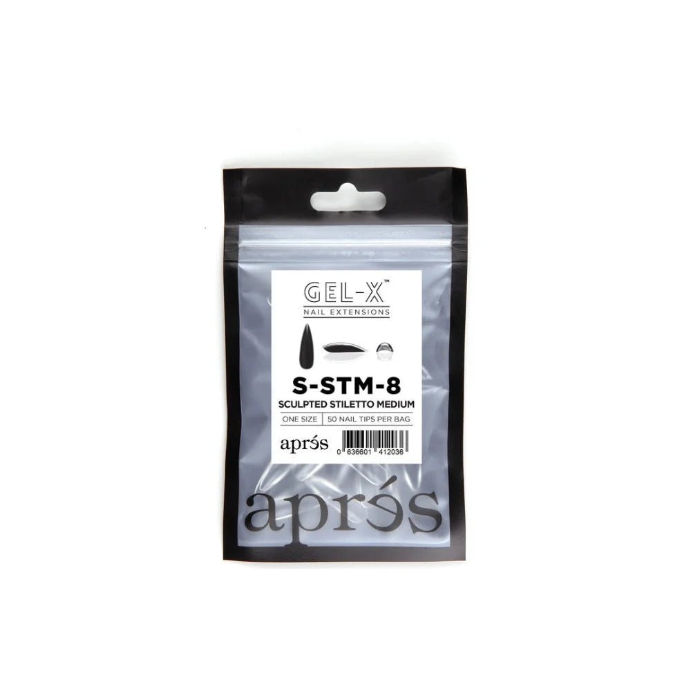 Apres Gel-X Refill Tips, clear press on nails, Sculpted Stiletto Medium (50pcs)