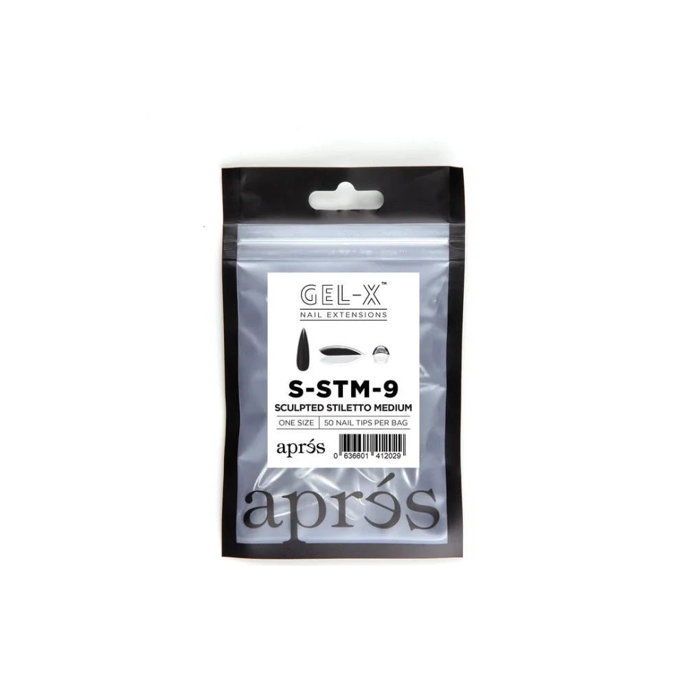 Apres Gel-X Refill Tips, clear press on nails, Sculpted Stiletto Medium (50pcs)