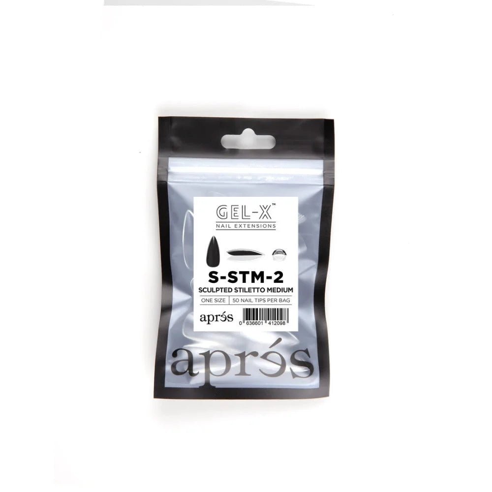 Apres Gel-X Refill Tips, clear press on nails, Sculpted Stiletto Medium (50pcs)