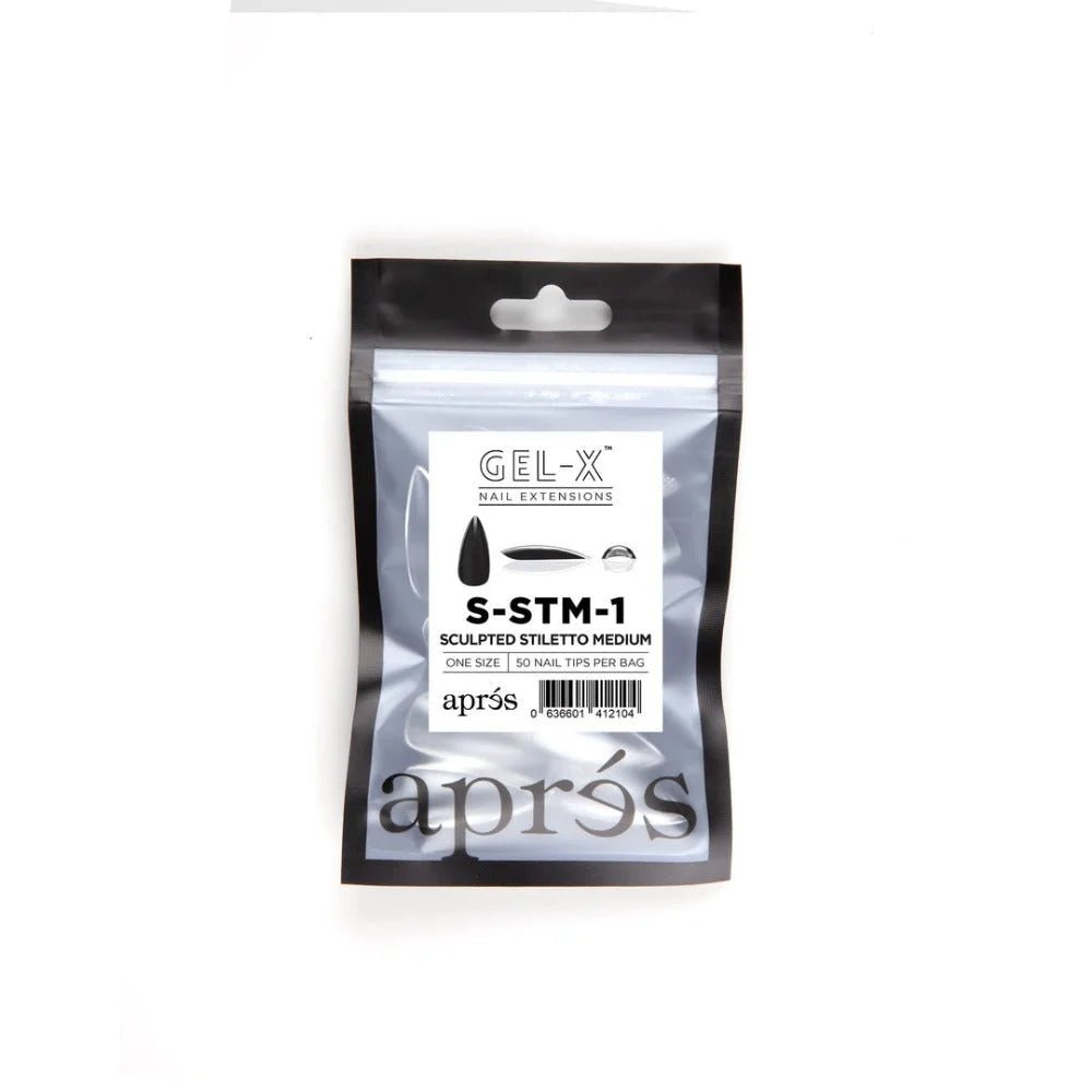 Apres Gel-X Refill Tips, clear press on nails, Sculpted Stiletto Medium (50pcs)