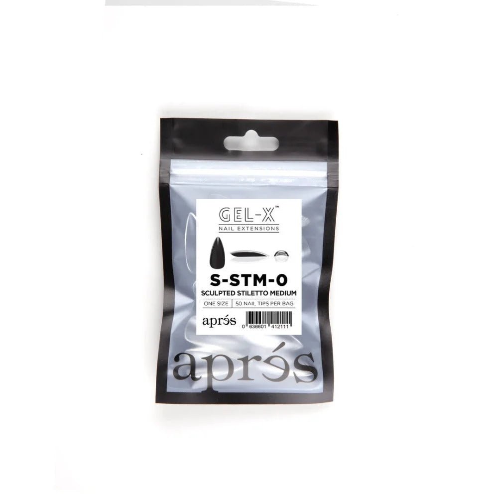 Apres Gel-X Refill Tips, clear press on nails, Sculpted Stiletto Medium (50pcs)