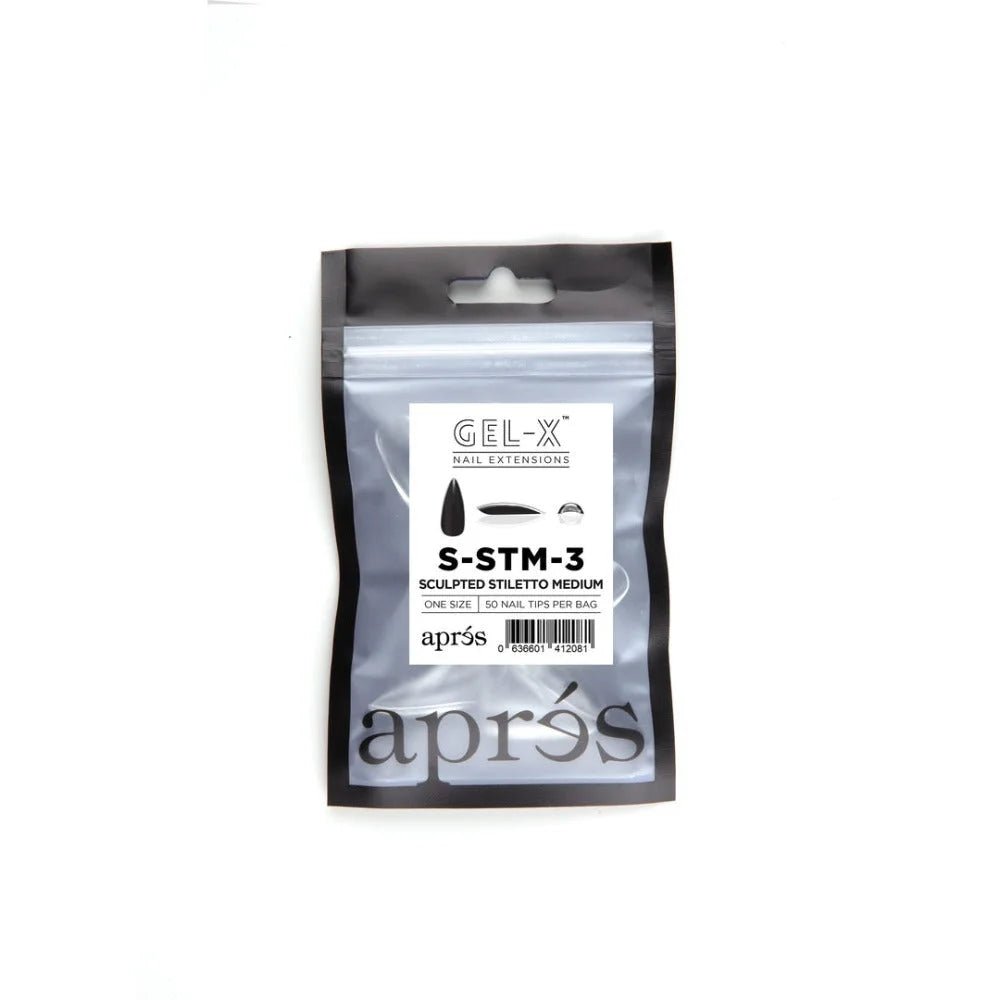 Apres Gel-X Refill Tips, clear press on nails, Sculpted Stiletto Medium (50pcs)