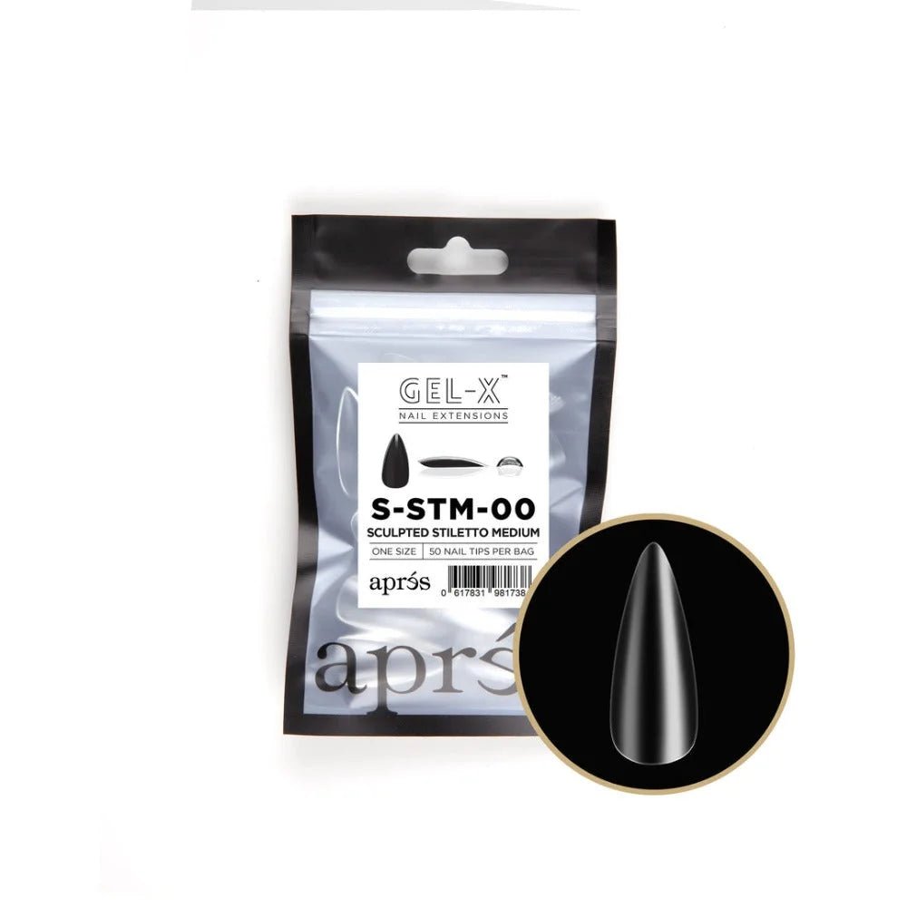 Apres Gel-X Refill Tips, clear press on nails, Sculpted Stiletto Medium (50pcs)