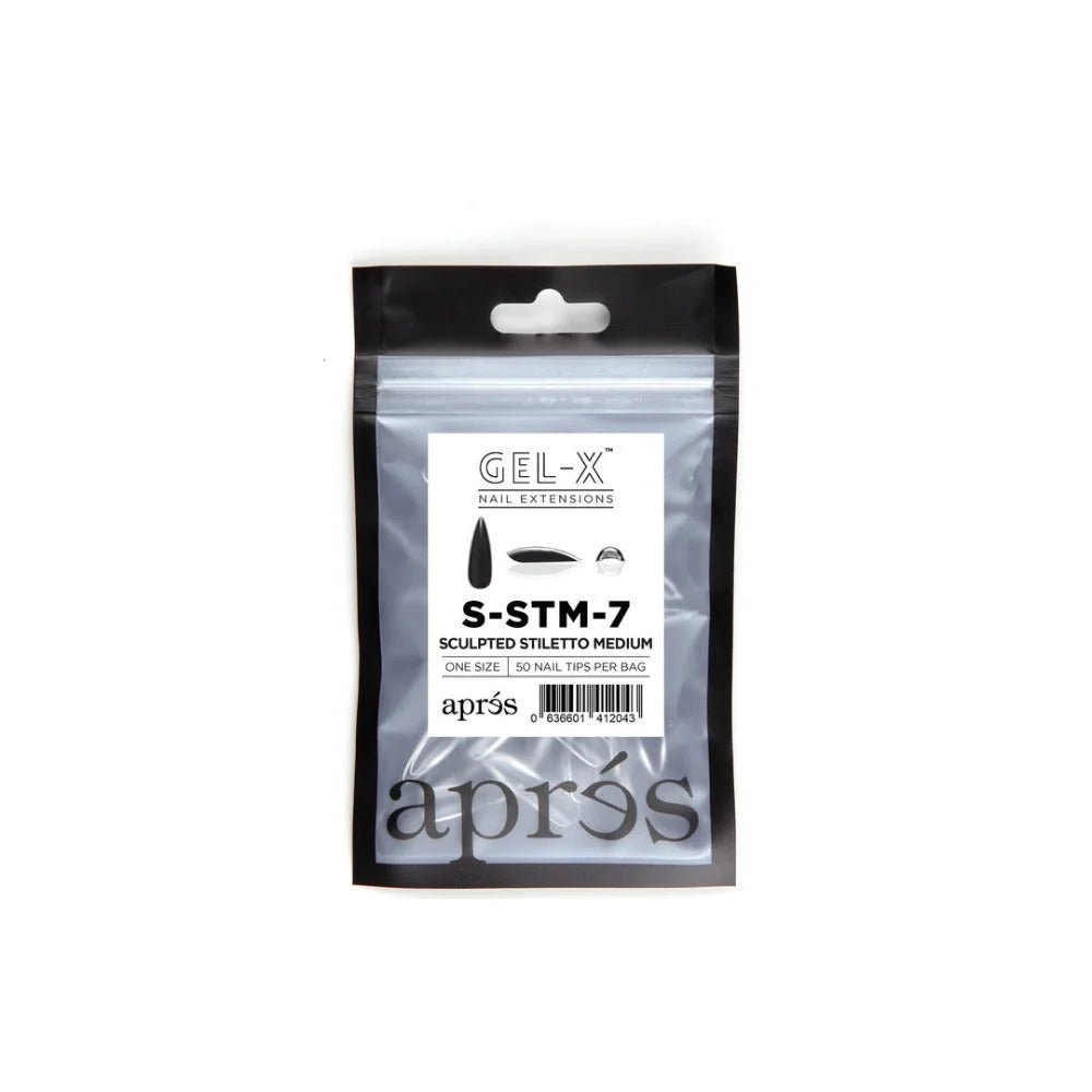 Apres Gel-X Refill Tips, clear press on nails, Sculpted Stiletto Medium (50pcs)
