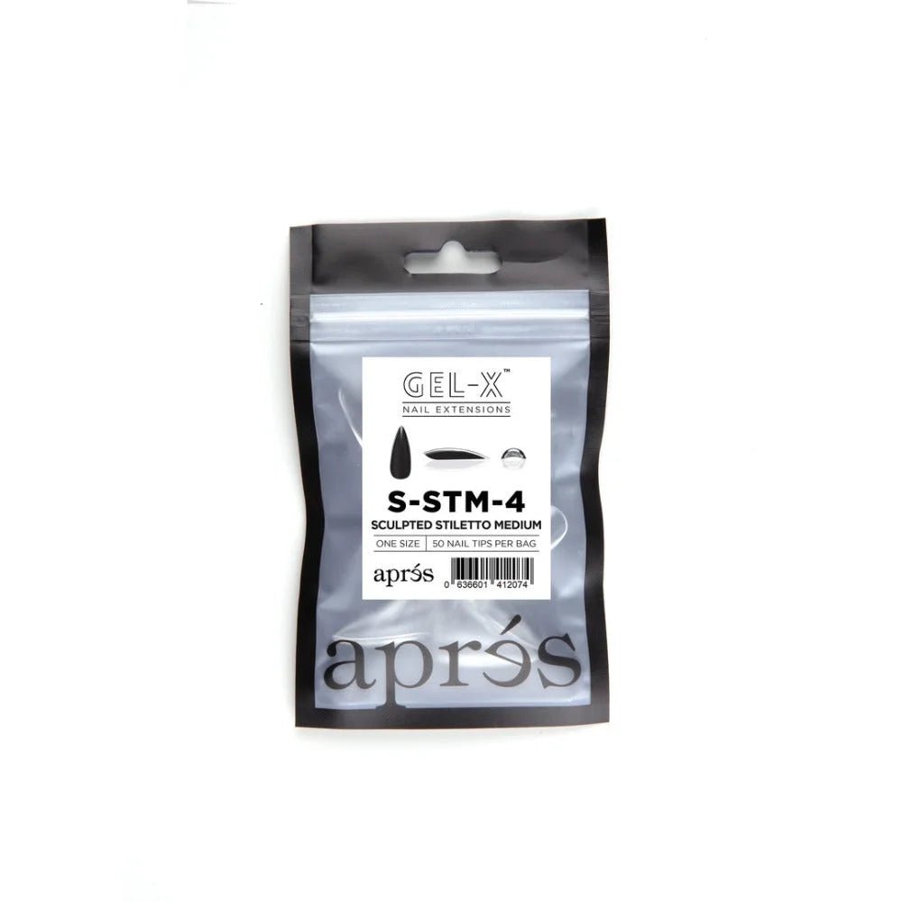 Apres Gel-X Refill Tips, clear press on nails, Sculpted Stiletto Medium (50pcs)