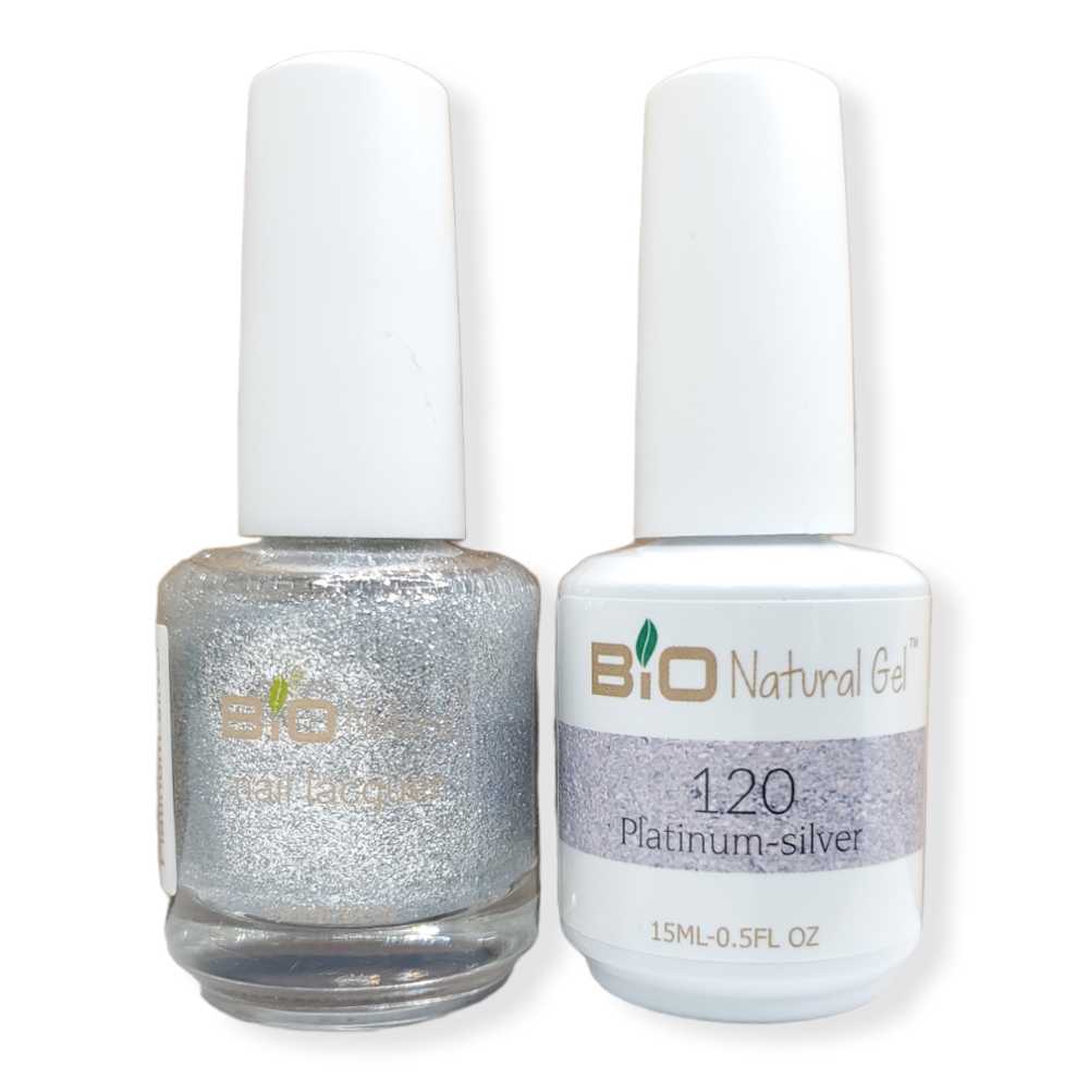 Bio Natural Gel Polish, Non-toxic Nail Lacquer, 120 Platinum Silver