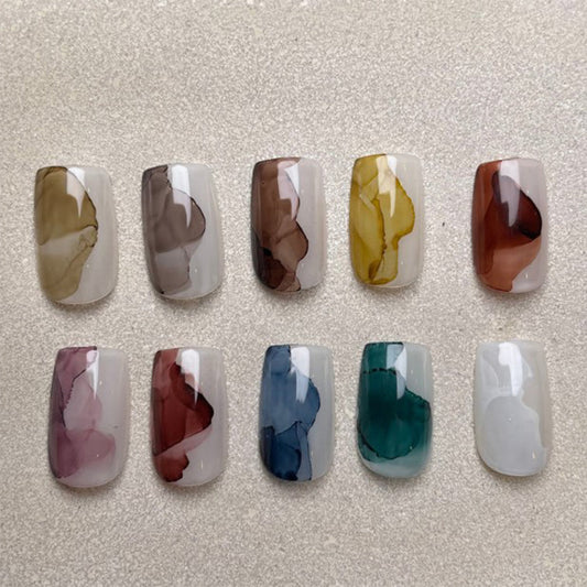 How to Create Japanese or Korean Neutral Nuance Marble Ink Nail Art