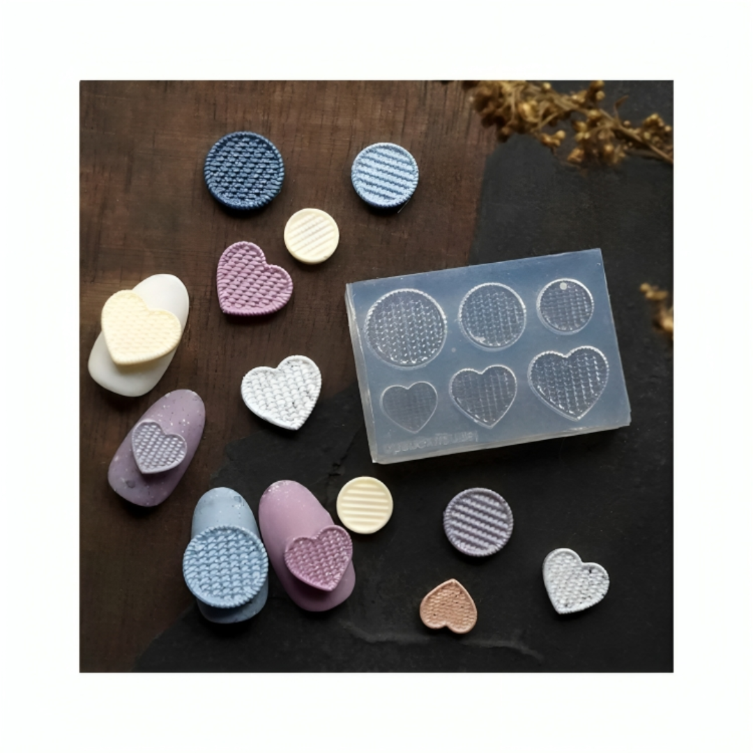 CNBS Mix Shapes Heart Sweater Knitting 3D Design Silicone Nail Art, Make Custom Nail Charms