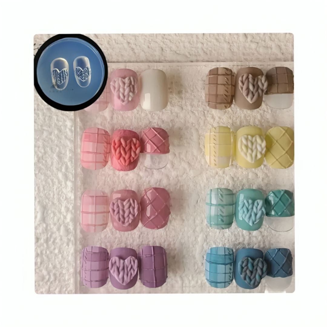 CNBS Heart Sweater Knitting 3D Design Silicone Nail Art, how to make nail charms