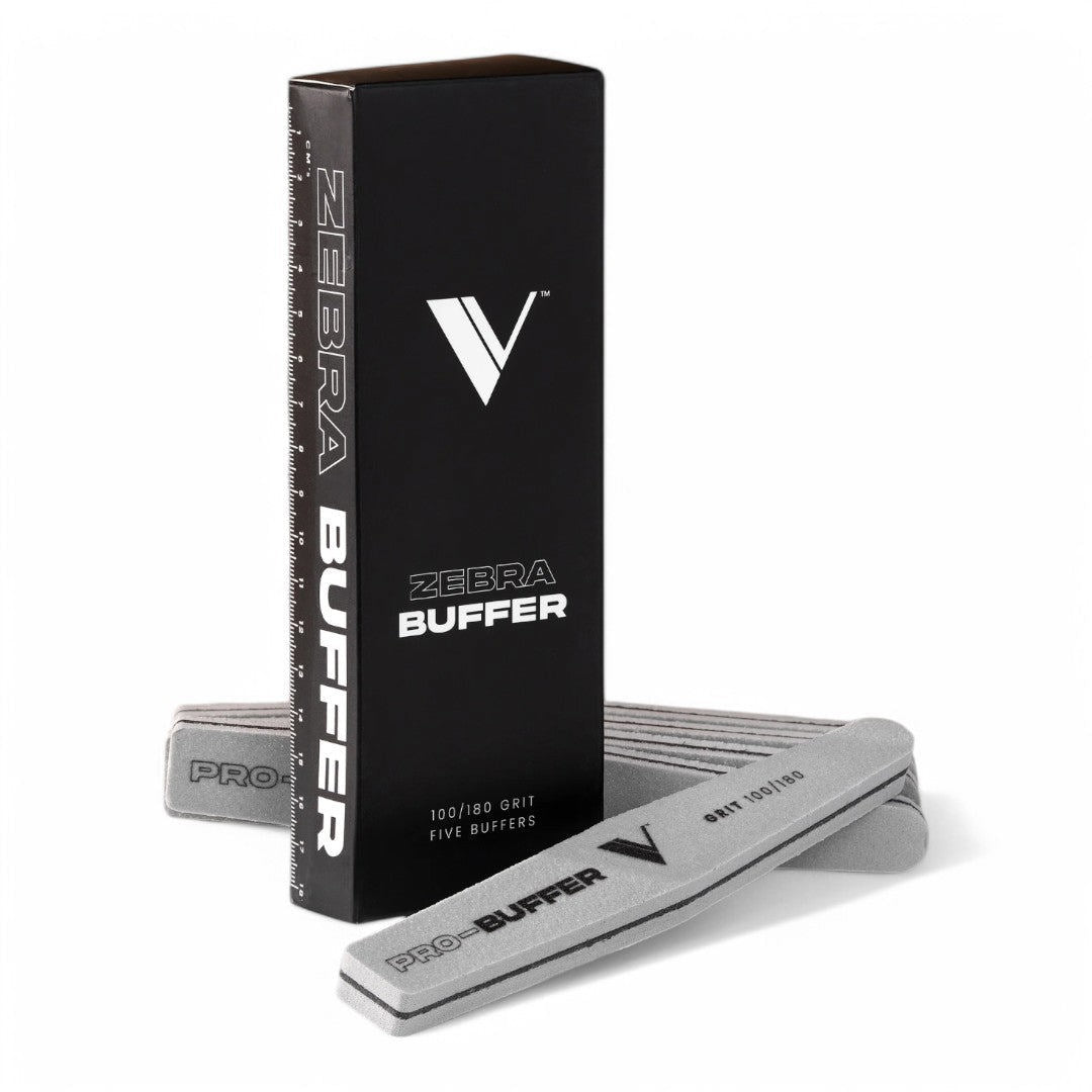 V Beauty Pure Nail Buffers - Diamond Sponge Zebra 100/180 Grit (Pack Of 5)