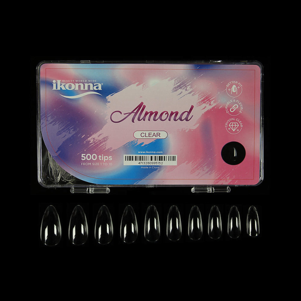Ikonna Nail Tips Box - Clear Almond (500pcs) #NT-AB