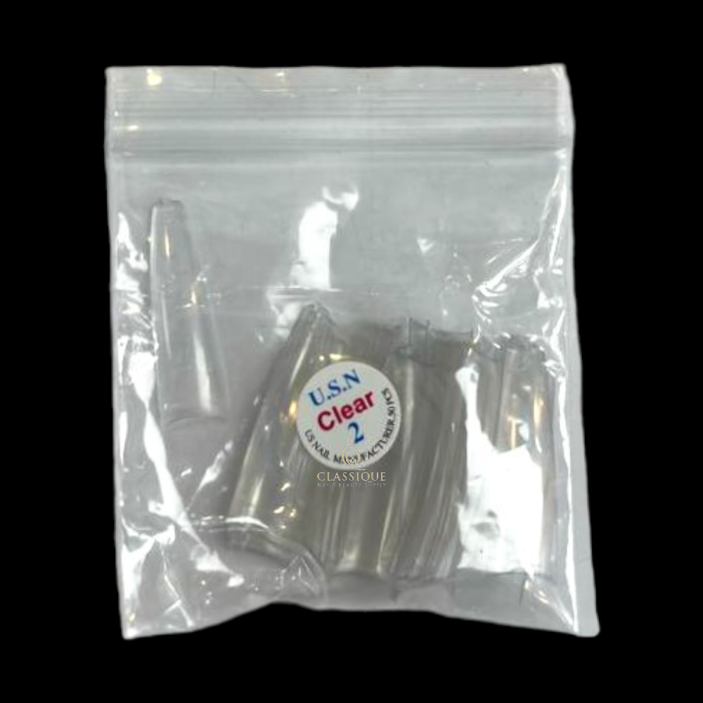USN Nail Tips - Clear Straight Coffin (Bag Of 50)