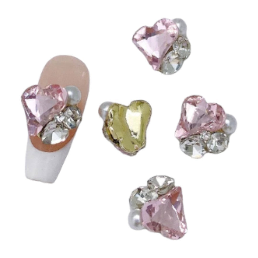 CNBS Nail Charms - Pink Crystal Clusters 5pcs