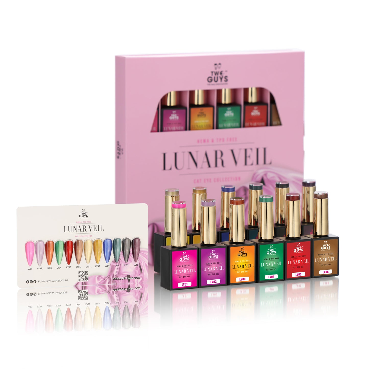 2Guys Cat Eye Gel (HEMA, TPO-Free) -  Lunar Veil Full Collection (12pcs) #LV01-LV12
