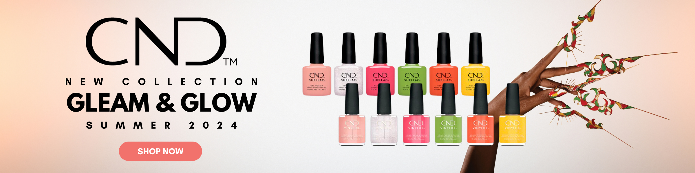 cnd summer 2024, cnd gleam and glow, acrygel, nail supply near me, nail polish, nail supply, classique, nail polish canada, aesthetician supplies wholesale
