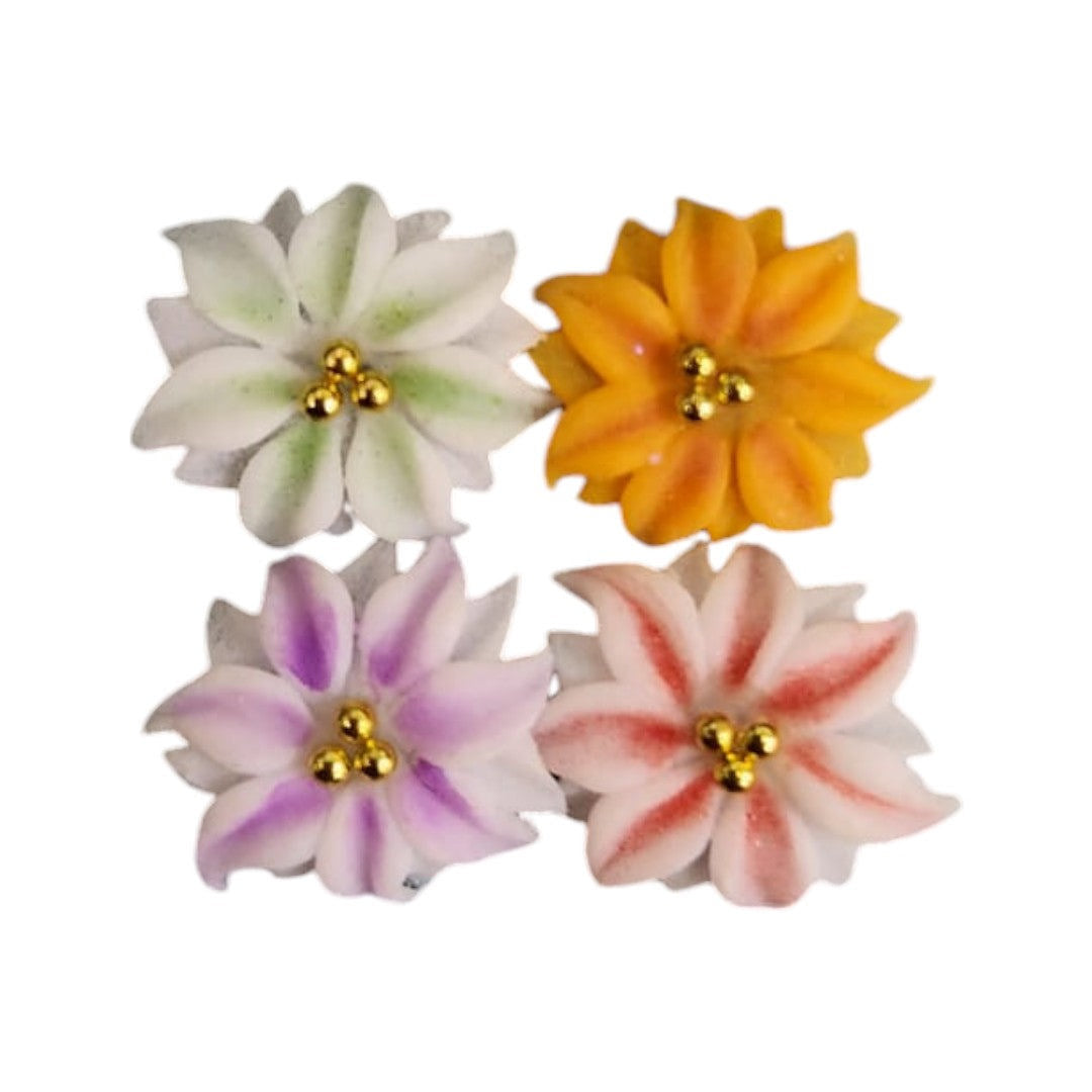 CNBS Nail Charms - 3D Handmade Acrylic Multi Colour Flower Varied Style 4pcs