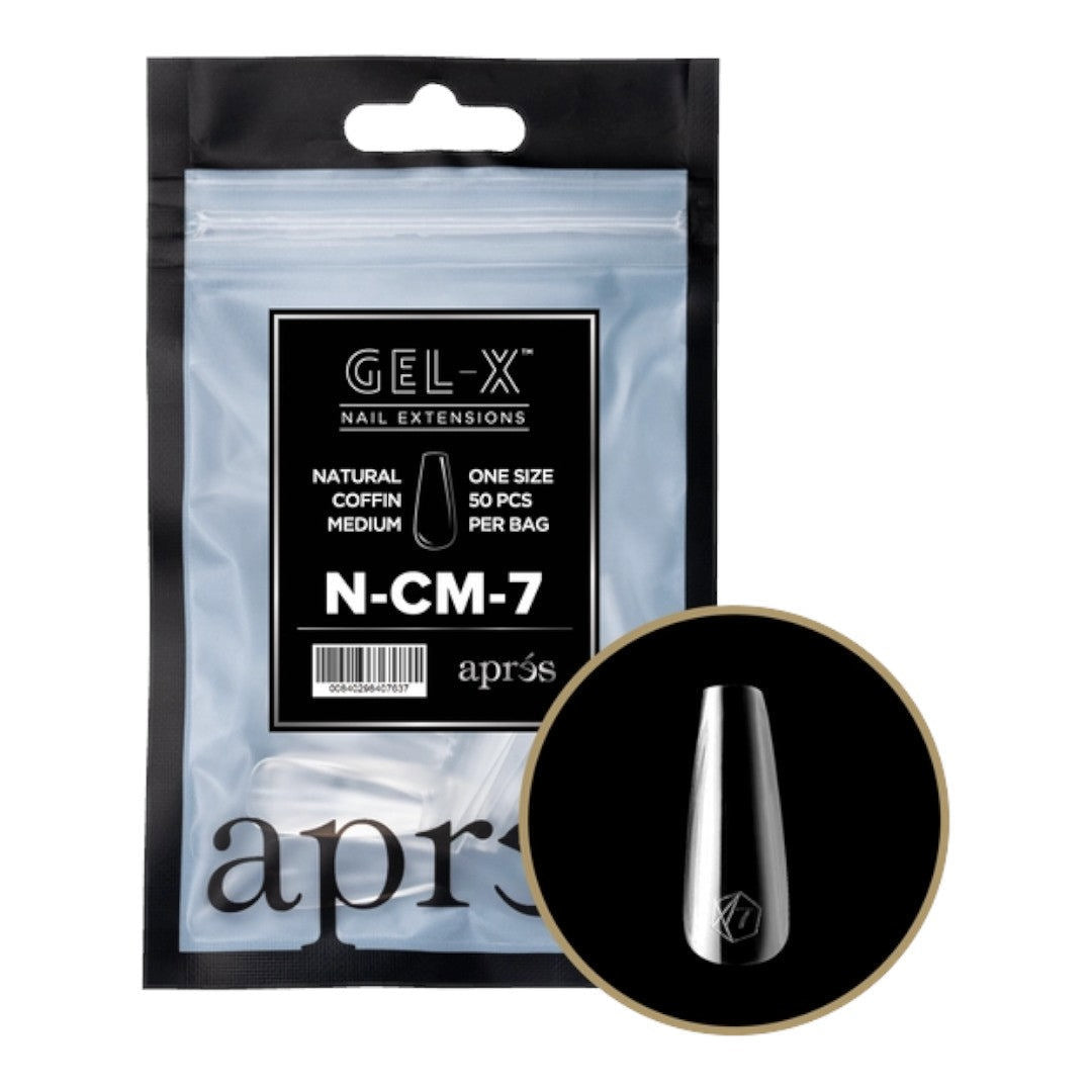 Apres Gel-X Refill Tips 2.0 - Natural Coffin Medium (50Pcs)