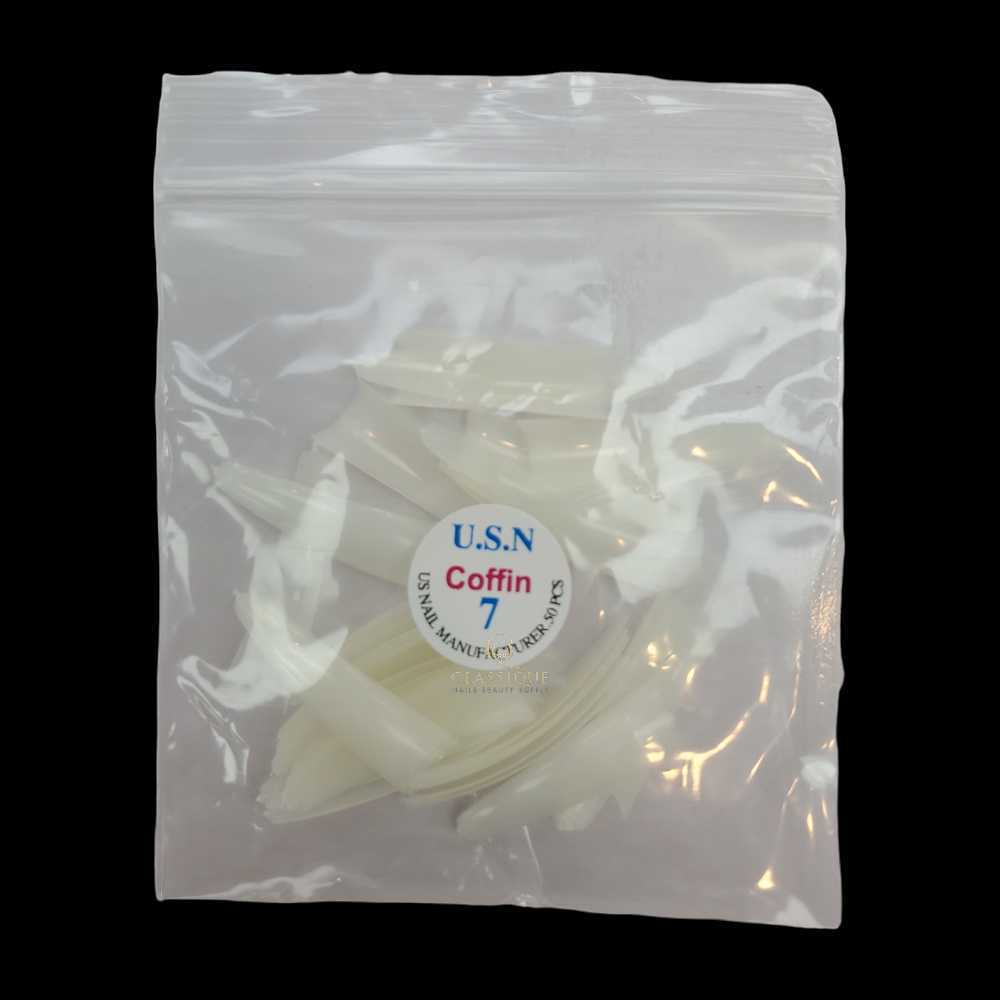 USN Nail Tips - Natural Coffin (Bag Of 50)